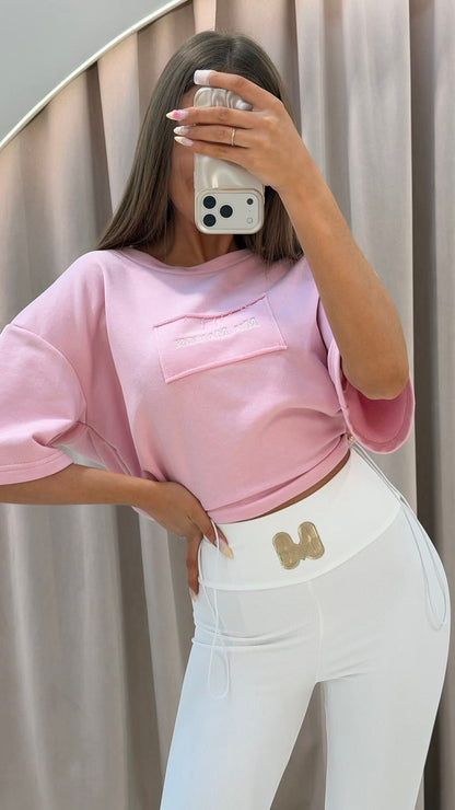 T-shirt Maison pastel róż