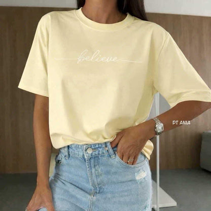 T-shirt Believe cytryna